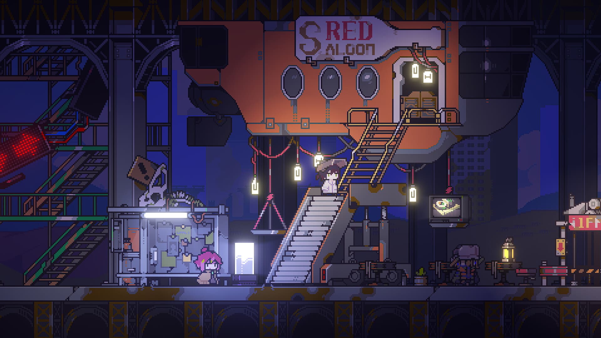 The Red Saloon hub with Doloc Town residents in an official screenshot